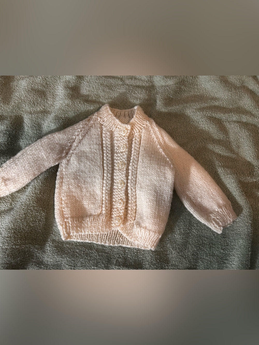 Hand-Knit Cream Baby Cardigan